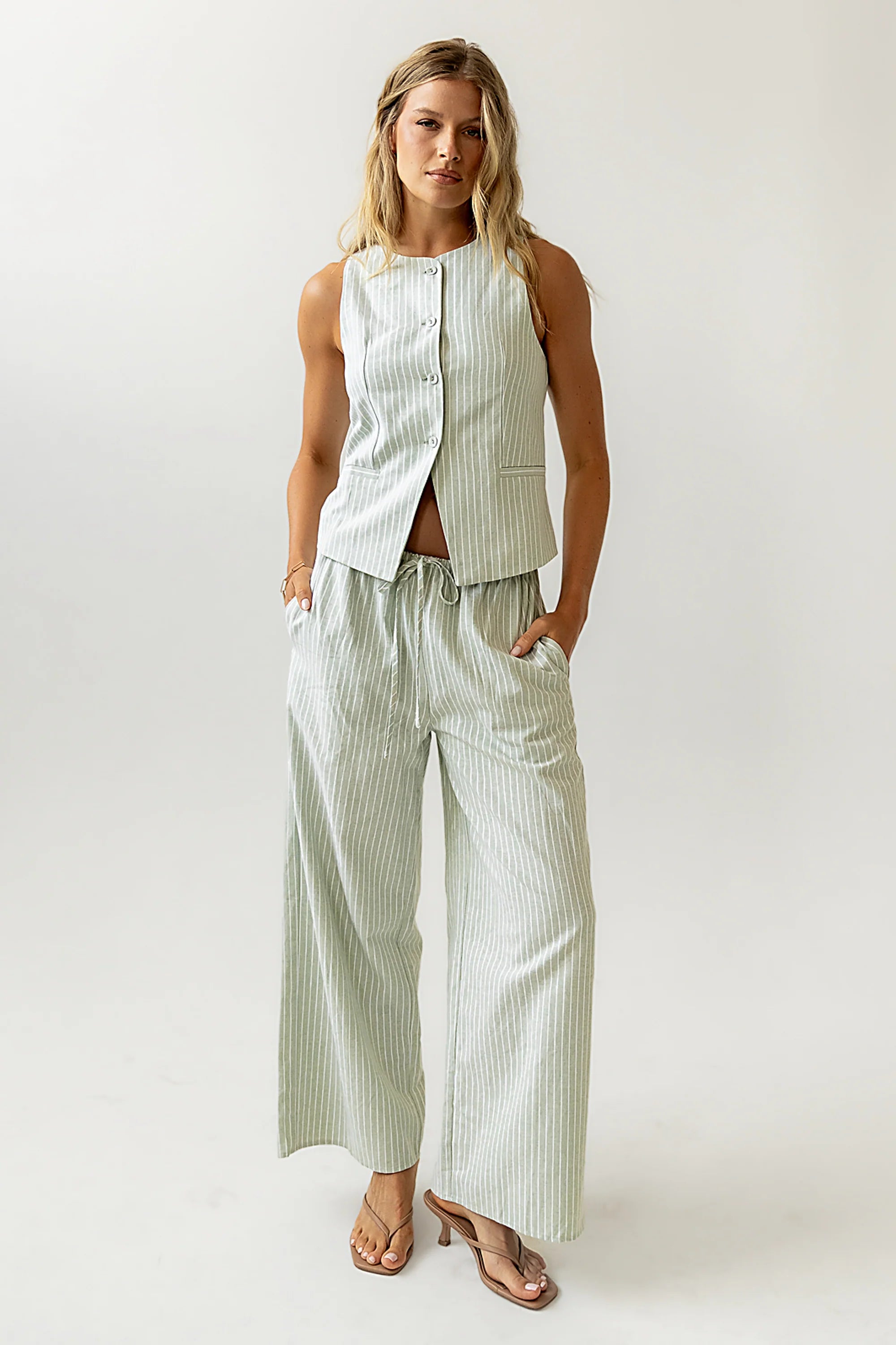 Rosa Striped Vest in Green