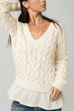 Zeke Cable Knit Sweater in Cream FINAL SALE