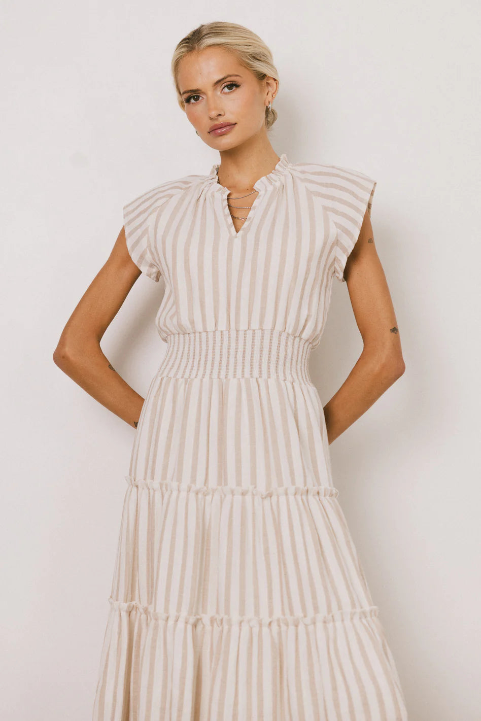 Claire Striped Maxi Dress in Taupe FINAL SALE