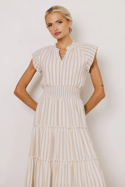 Claire Striped Maxi Dress in Taupe FINAL SALE