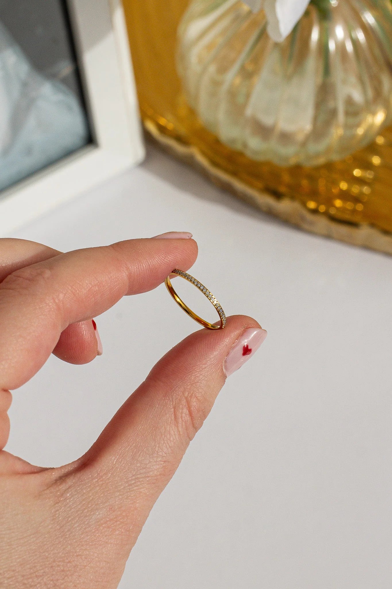 Dainty Crystal Stacker Ring