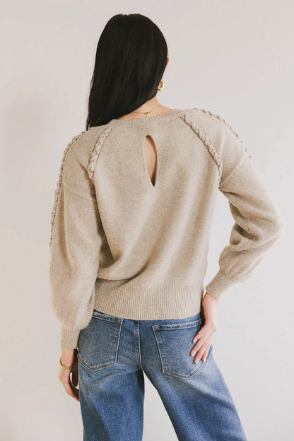 Leony Braided Sweater in Oatmeal FINAL SALE