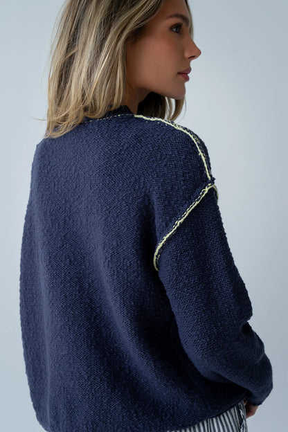 Mindi Contrast Sweater in Navy