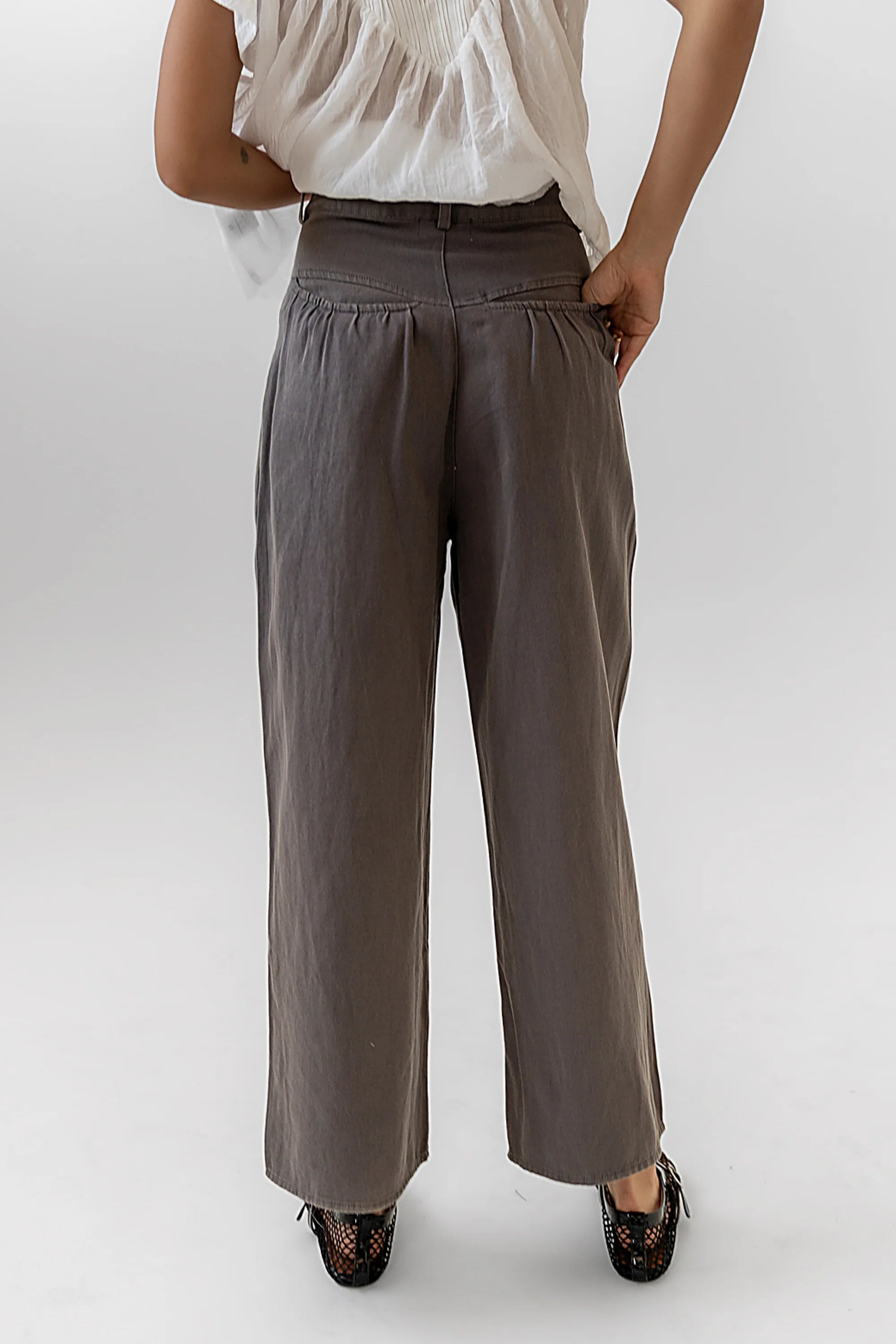Casey Cropped Wide Leg Pants in Grey FINAL SALE