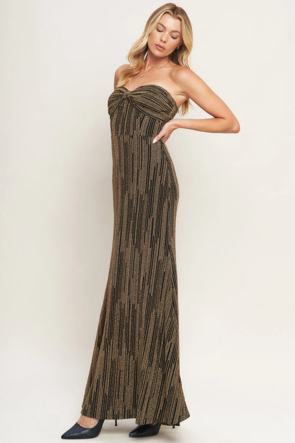 SACRED PROMISES METALLIC MAXI DRESS