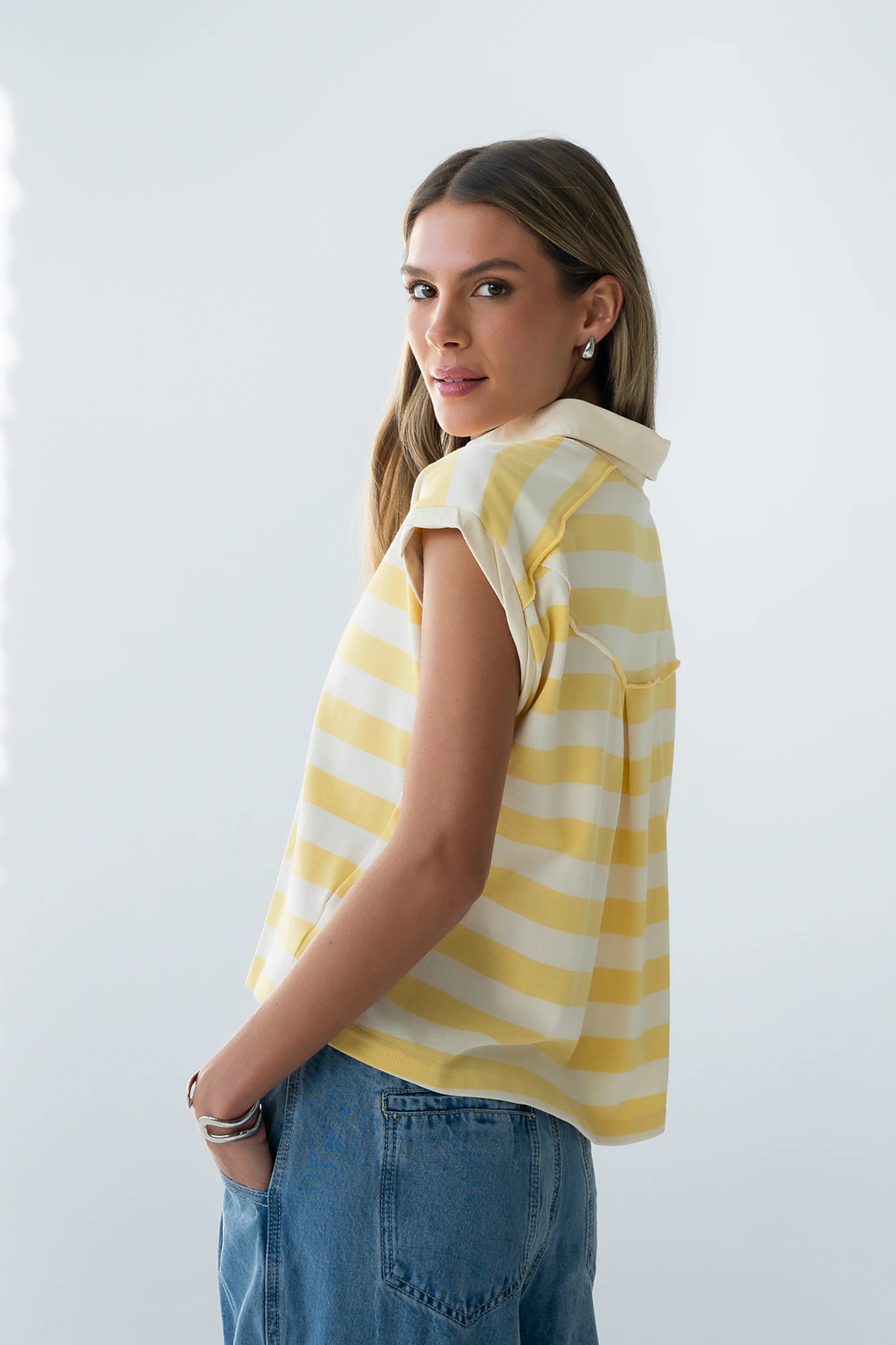 Larene Collared Striped Tank