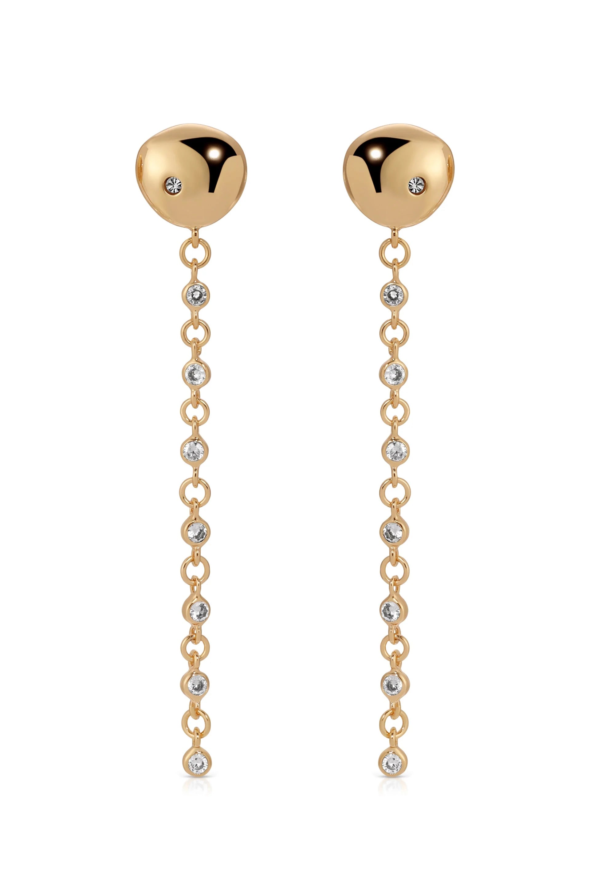 Polished Pebble Linear Chain Earrings