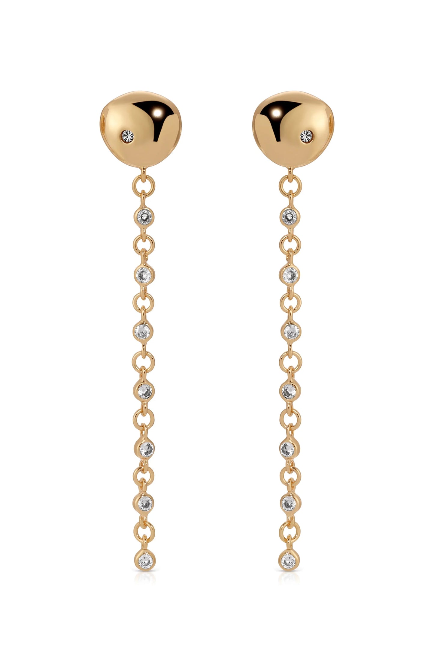 Polished Pebble Linear Chain Earrings