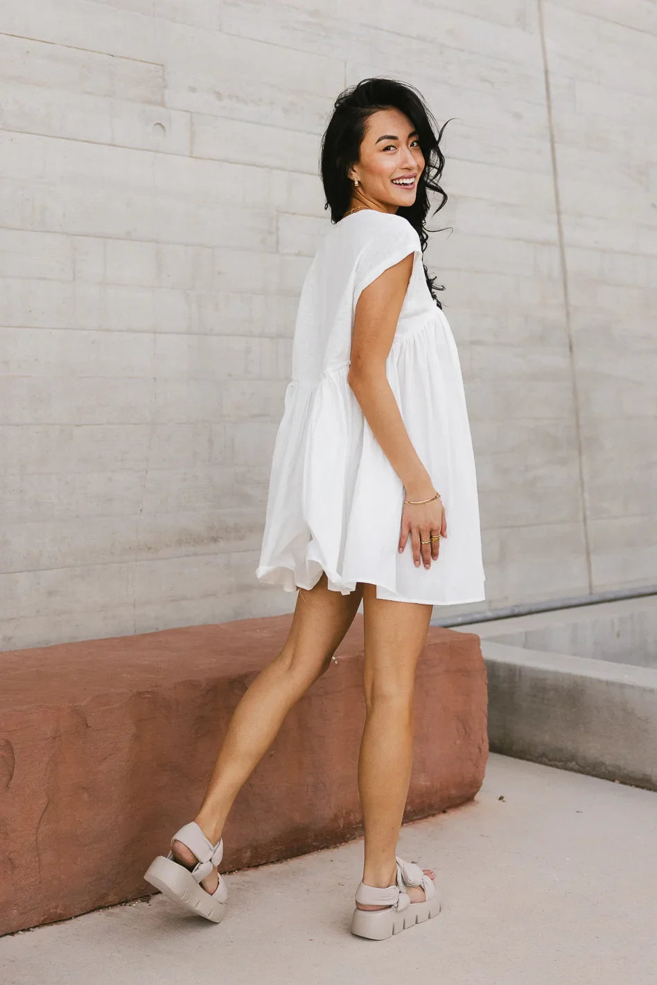 Livia Contrast Mini Dress in White FINAL SALE