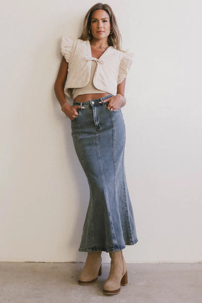 Damaris Embroidered Vest in Ecru FINAL SALE