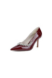Ivory High Heels with Crystal Embellished Metal Accent