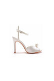 Satin Pearl Peep Toe Stiletto Ankle Strap Buckle Ultra High Heels
