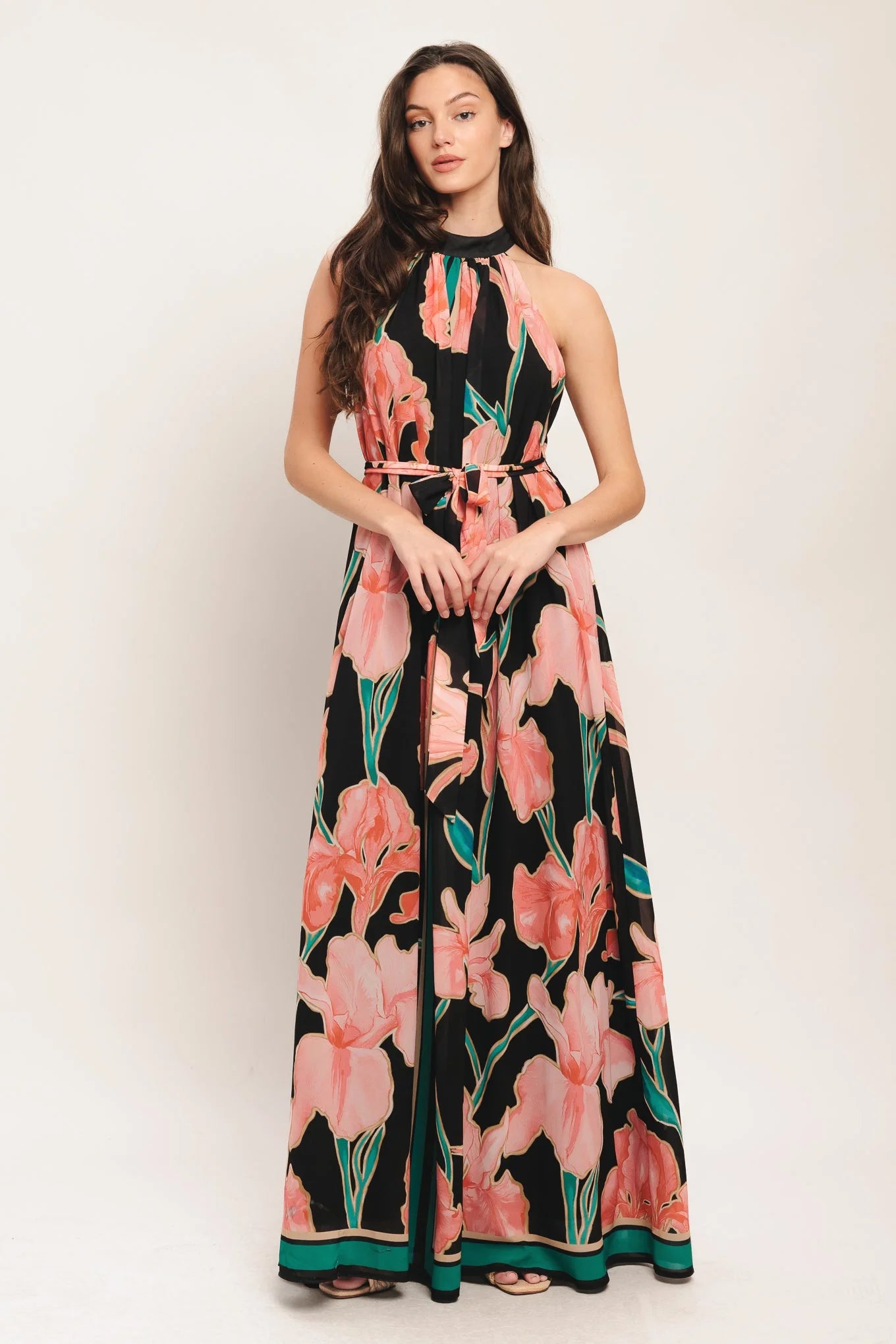 GARDEN NOIR BLACK FLORAL MAXI DRESS