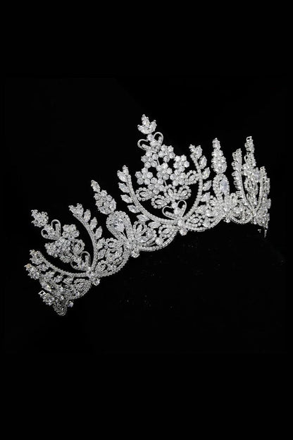 Silver Cubic Zirconia Tall Queen Round Tiara