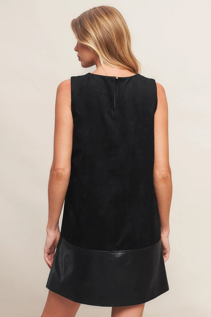 CITY SLEEK FAUX SUEDE LEATHER SHIFT DRESS