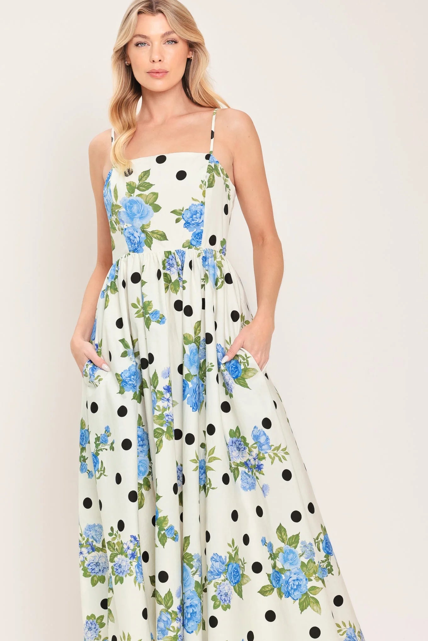 RETRO FLORA WOVEN MIDI DRESS