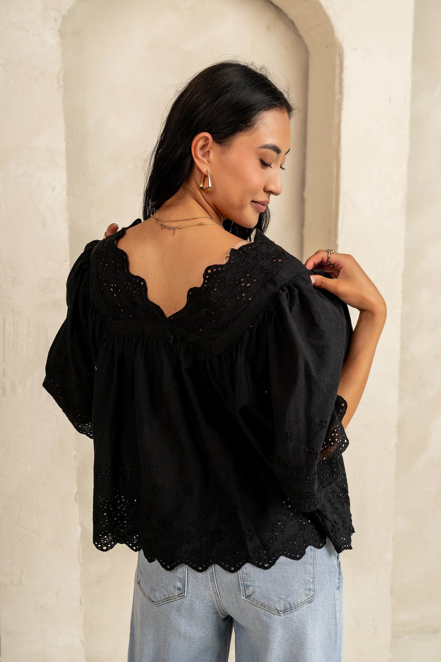 Faye Embroidered Blouse in Black FINAL SALE
