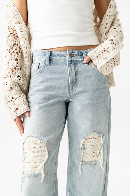 Marvin Crochet Wide Leg Jeans
