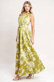 LIME FLORAL MAXI DRESS