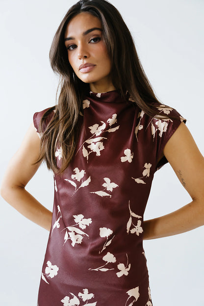 Carson Floral Maxi Dress in Red Brown FINAL SALE