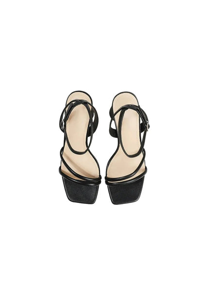 Metallic Strappy Block Heel Sandals