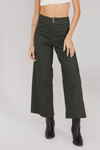 Aspen Wide Leg Pants in Hunter Green FINAL SALE
