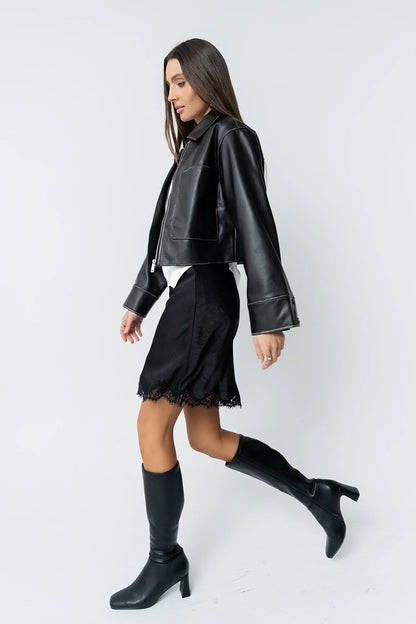 Jaymie Vegan Leather Jacket in Black FINAL SALE