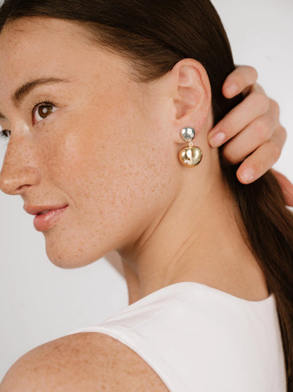 Polished Double Pebble Drop Earrings