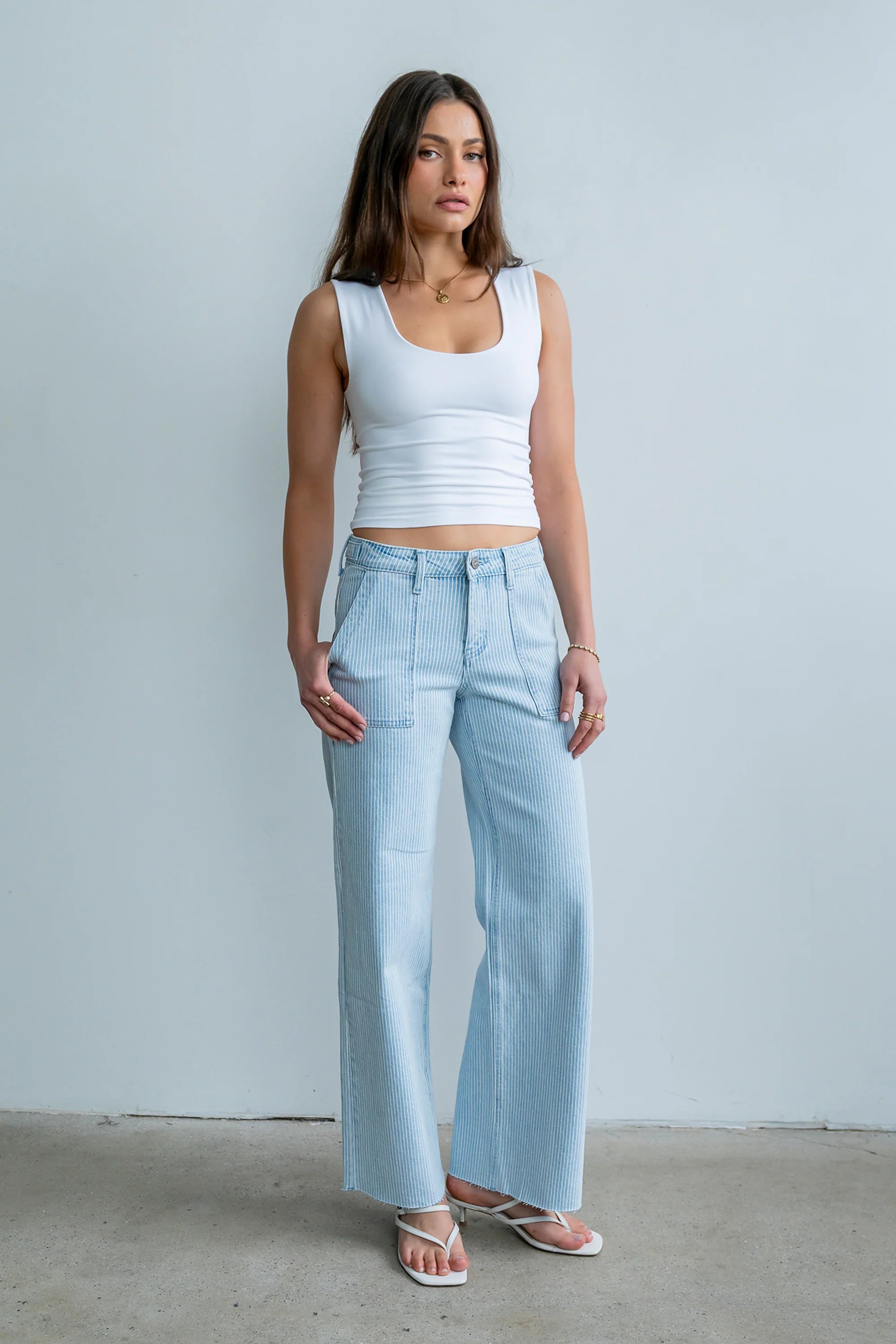Sydney Striped Wide Leg Jeans