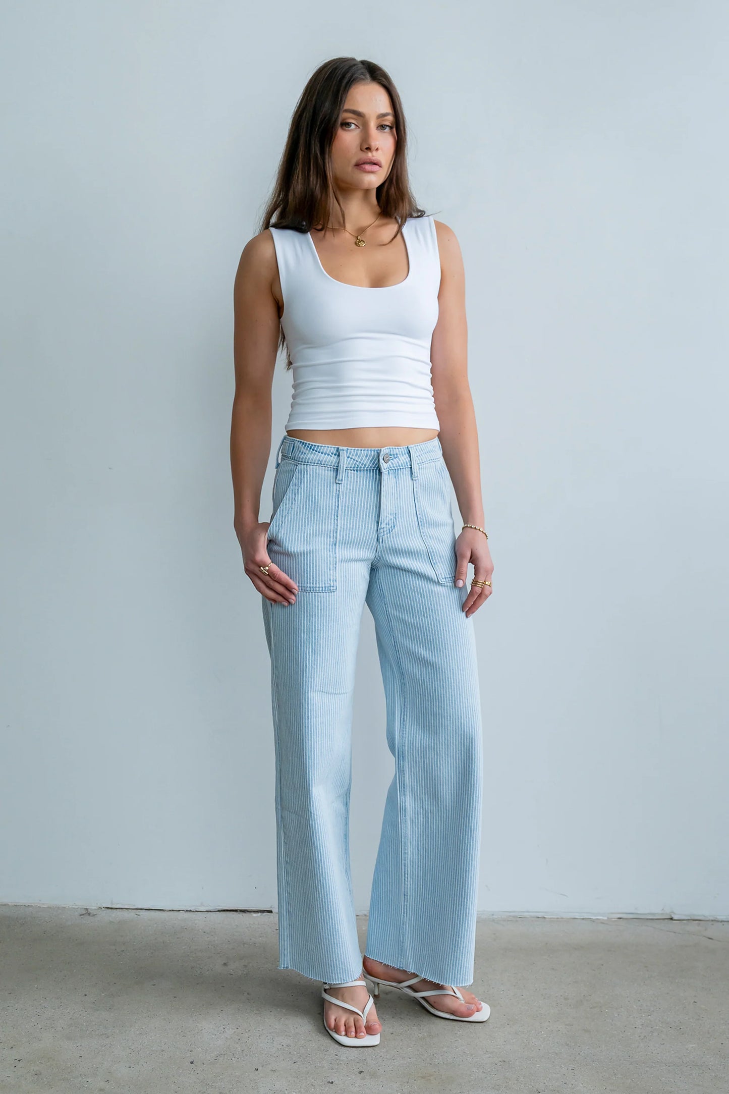 Sydney Striped Wide Leg Jeans