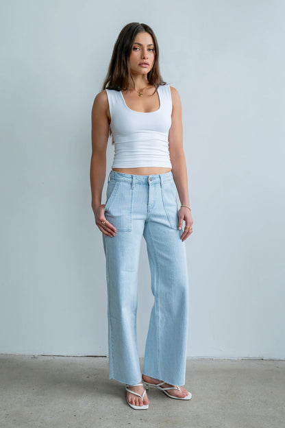 Sydney Striped Wide Leg Jeans