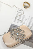 Beige Rhinestones Square Party Handbag