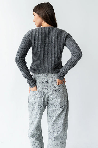 Hellen Knit Cardigan in Charcoal