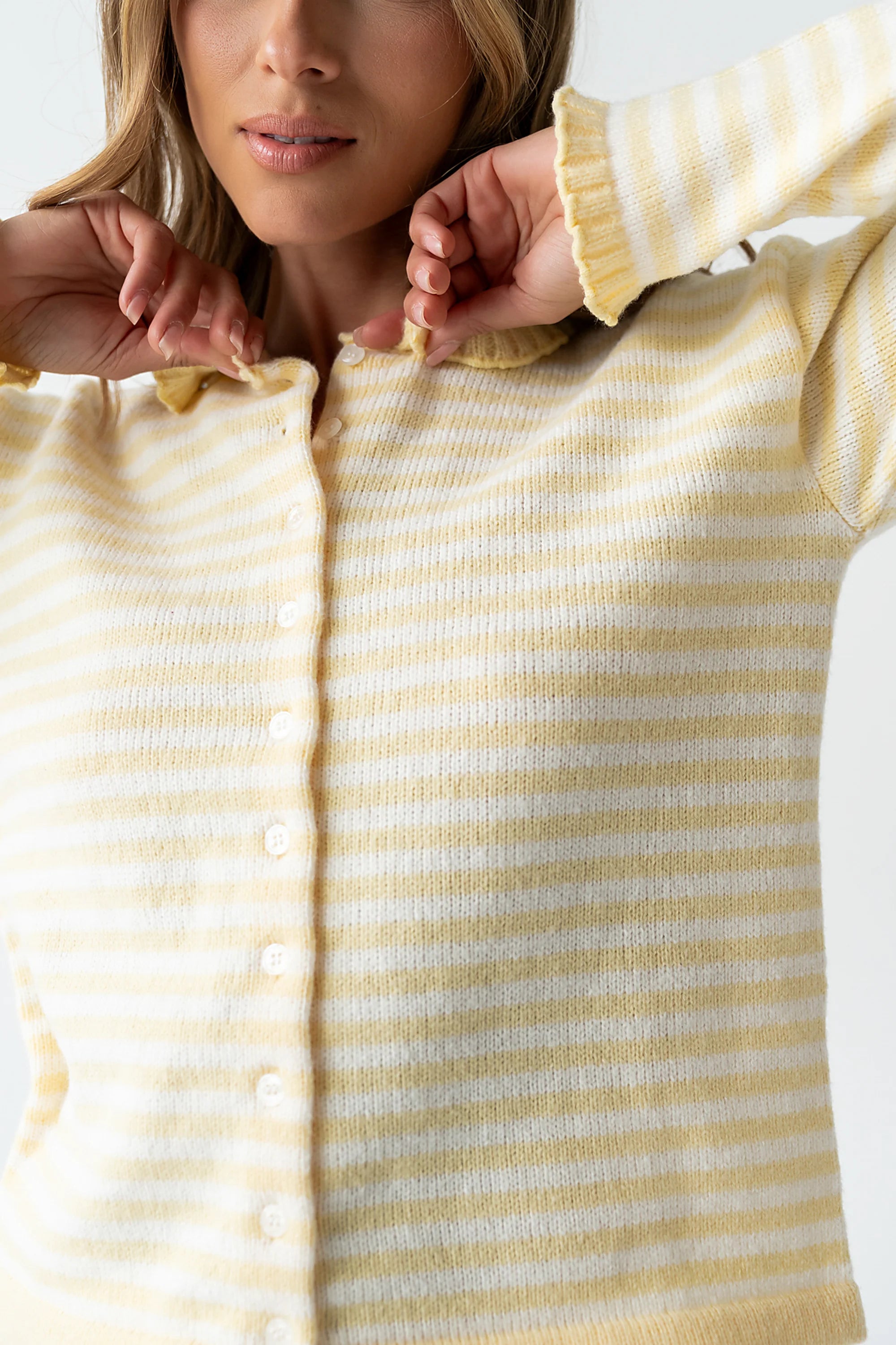 Brenna Striped Cardigan in Yellow