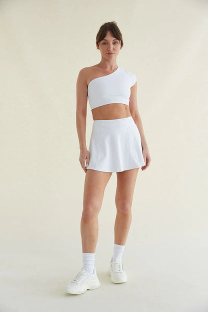 Mia Smoothing One Shoulder Crop Top in White