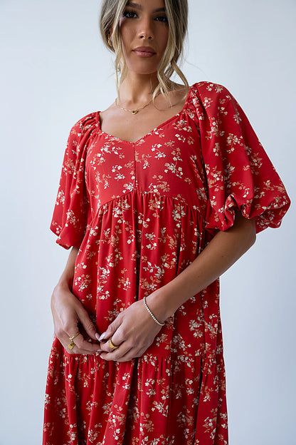 Amy Floral Maxi Dress in Red FINAL SALE