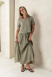 Elani Maxi Skirt in Olive FINAL SALE