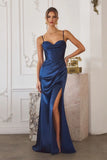 DAWSON GOWN STRETCH SATIN DRESS