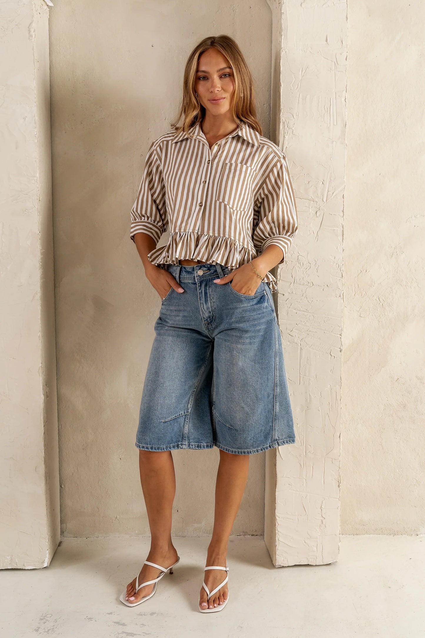 Alden Bermuda Shorts in Medium Wash FINAL SALE