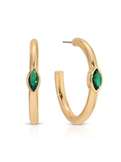 Medium Marquise Crystal Hoops