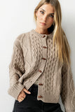 Noah Cable Knit Cardigan in Taupe FINAL SALE