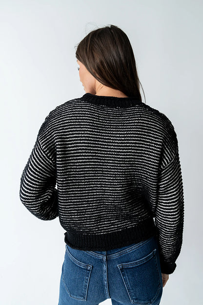 Tracey Striped Oversized Sweater in Black