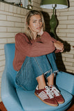 Stevie Striped Sneaker in Wine FINAL SALE