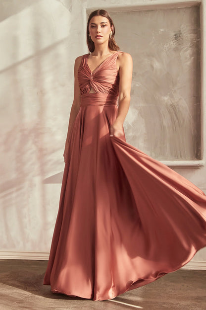 Marlena Gown A Line Keyhole Soft Satin Dress