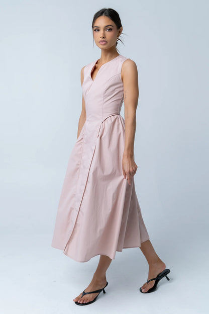 Jaynie Midi Dress in Rose
