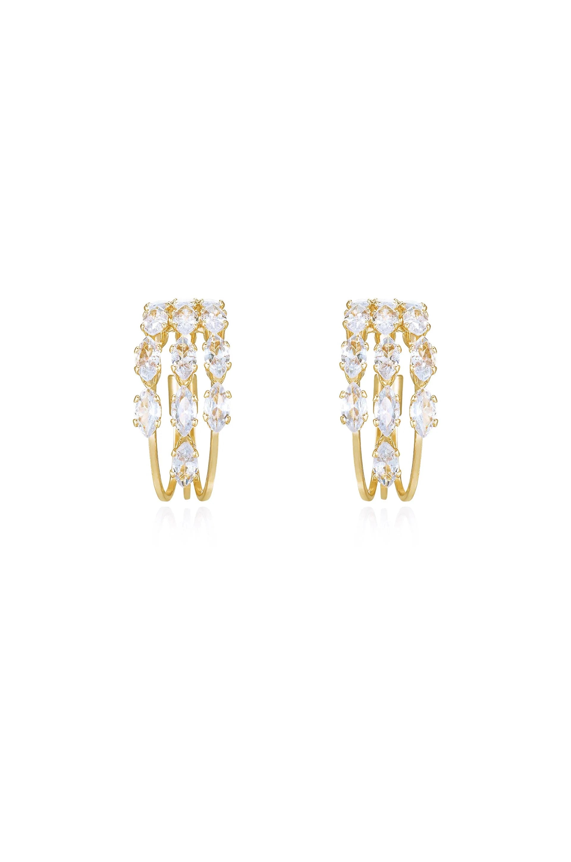 Multi Crystal Huggie Hoop Earrings