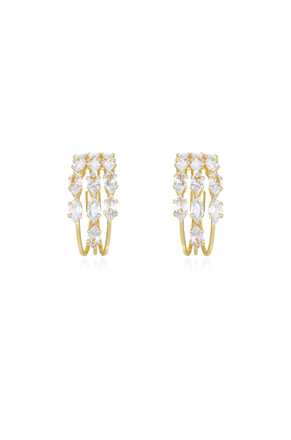 Multi Crystal Huggie Hoop Earrings