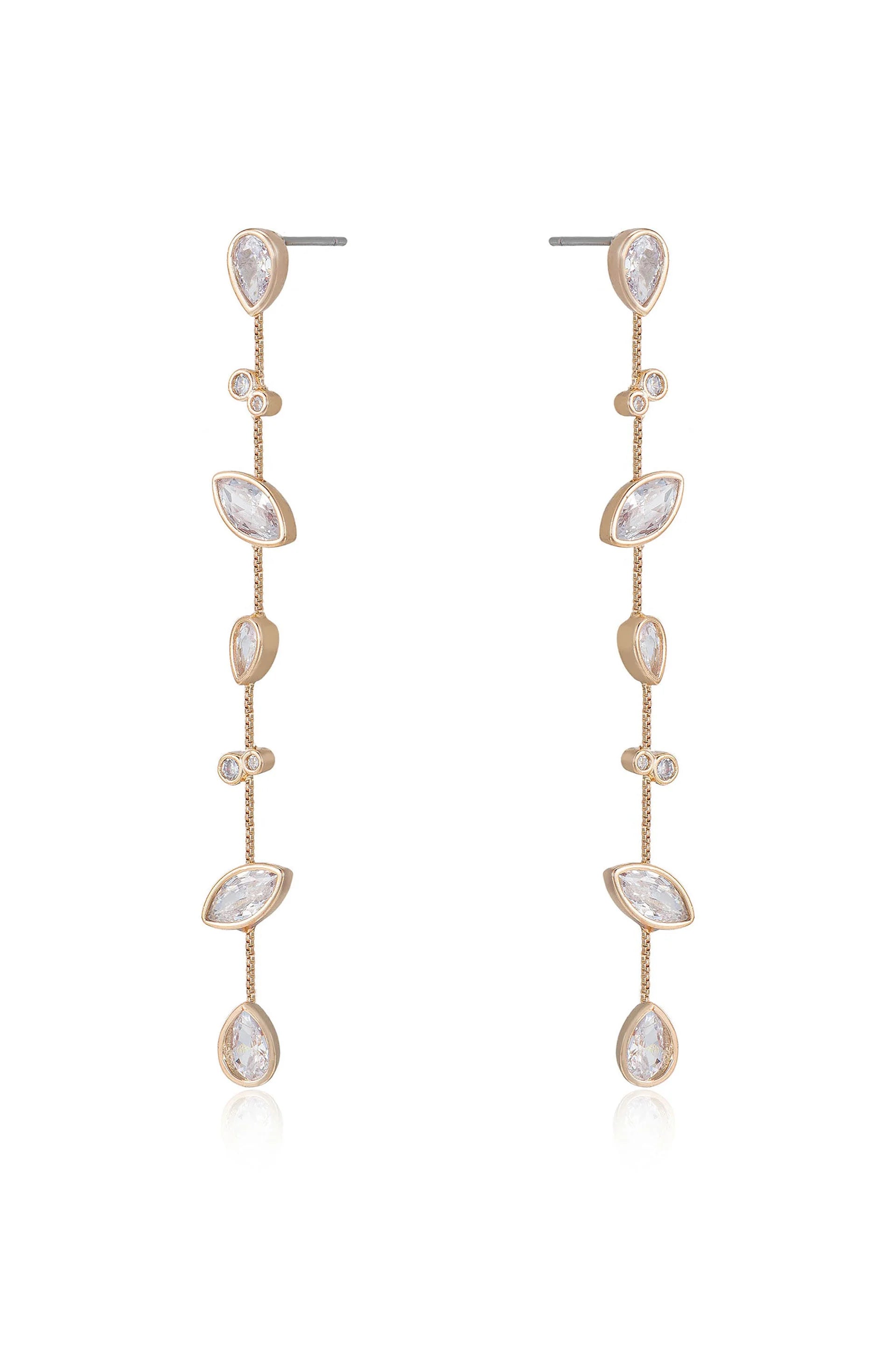 Falling Bezel Crystal Dangle Earrings