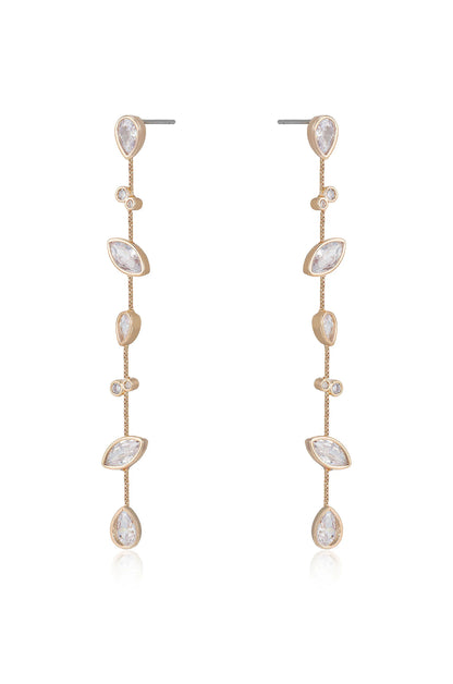 Falling Bezel Crystal Dangle Earrings