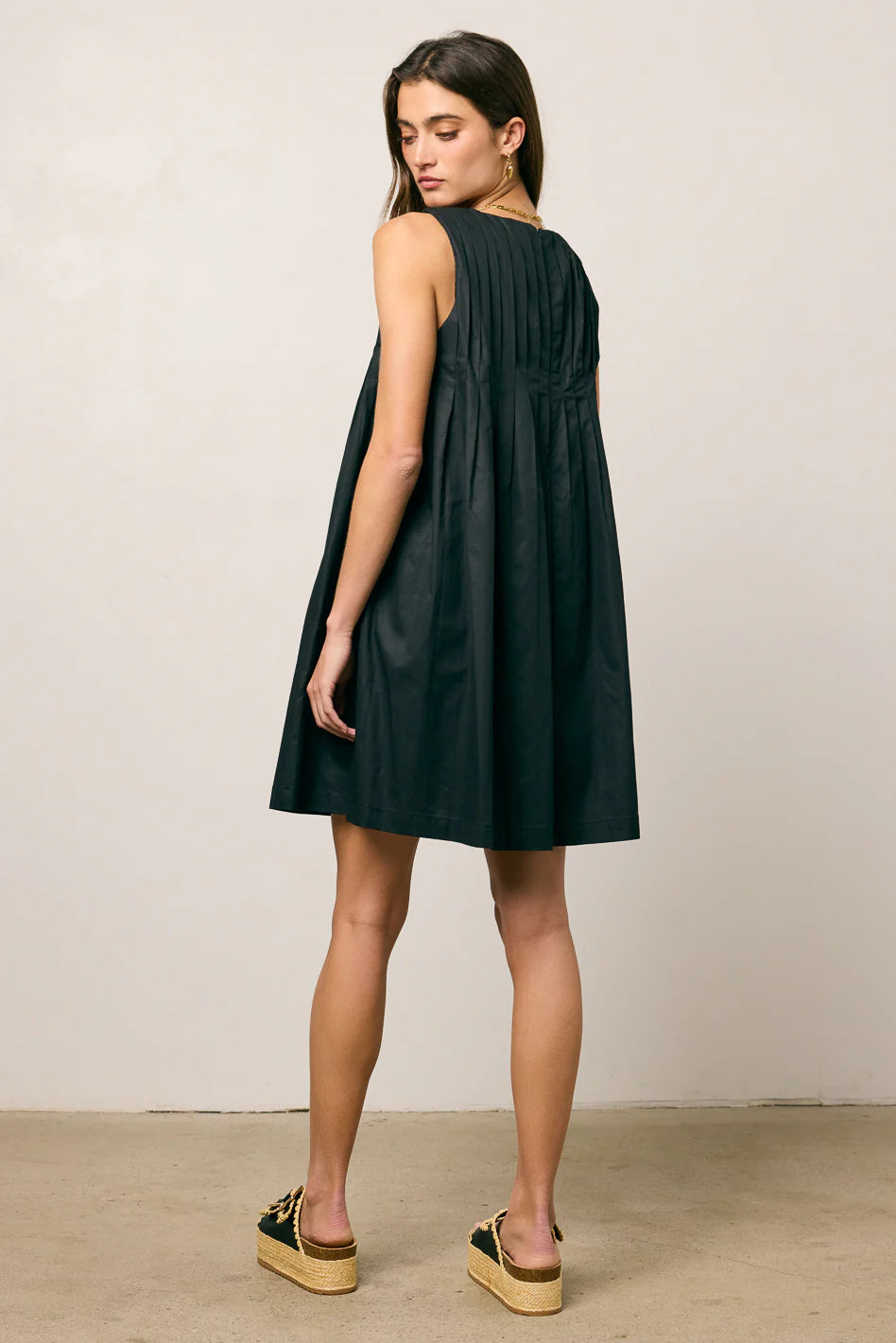 Arizona Pleated Babydoll Dress in Black FINAL SALE